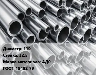 Труба алюминиевая прессованная 110 s=32.5 Марка: АД0 ГОСТ: 18482-79